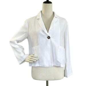 United Colors of Benetton Pure Linen White Cropped Blazer Jacket Jrs 13-14 3XL